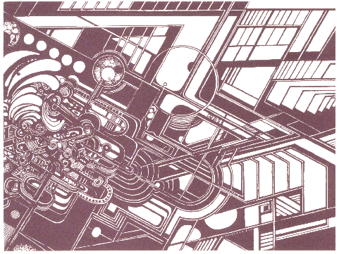 'Circles' Computer scan of print. (Original: pen on paper Circa 1980 by Burt Berger). Click the image for Burt's Designs.
